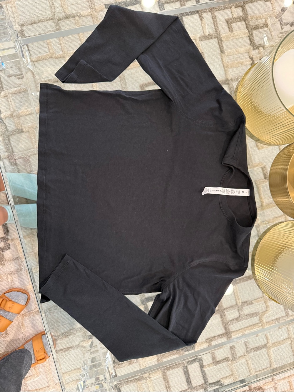 Lululemon Black boxy Long Sleeve Crewneck Top